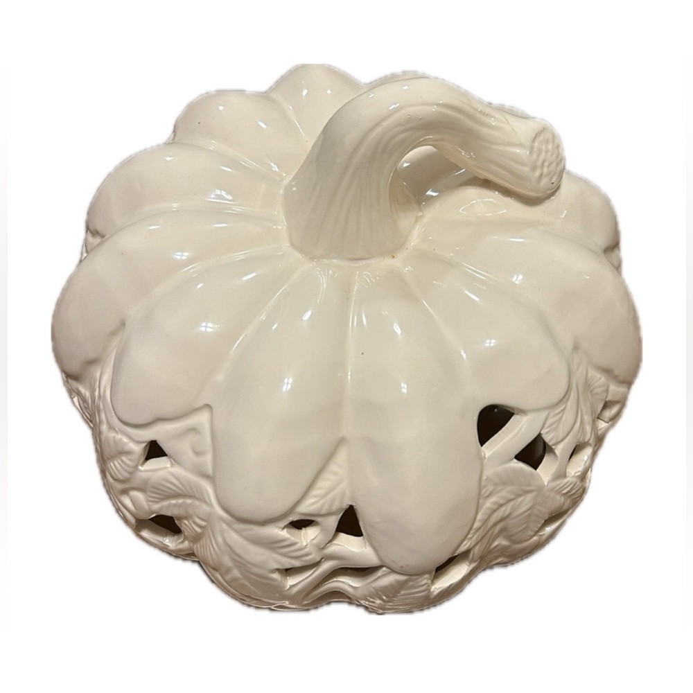 VTG Ceramic White Glazed Pumpkin. - Picture 5 of 10